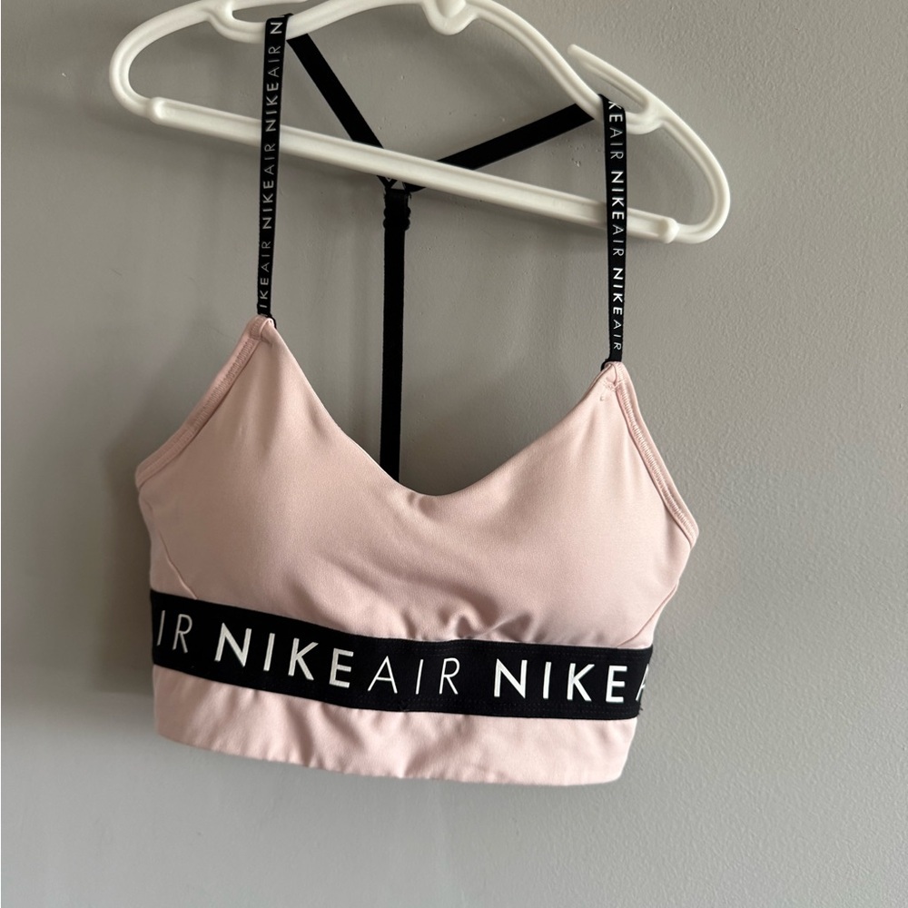 Nike Air Dri-Fit Pink Sports Bra Strappy Back Logo Band Women’s XS